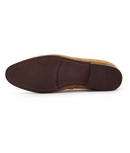 Mens Tassel Suede Loafers Camel