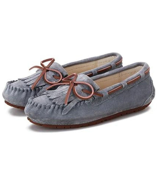 Women’s Lace Up Patent Leather Loafers Grey