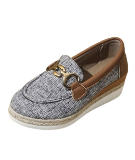 Women’s Platform Leather Loafers Grey