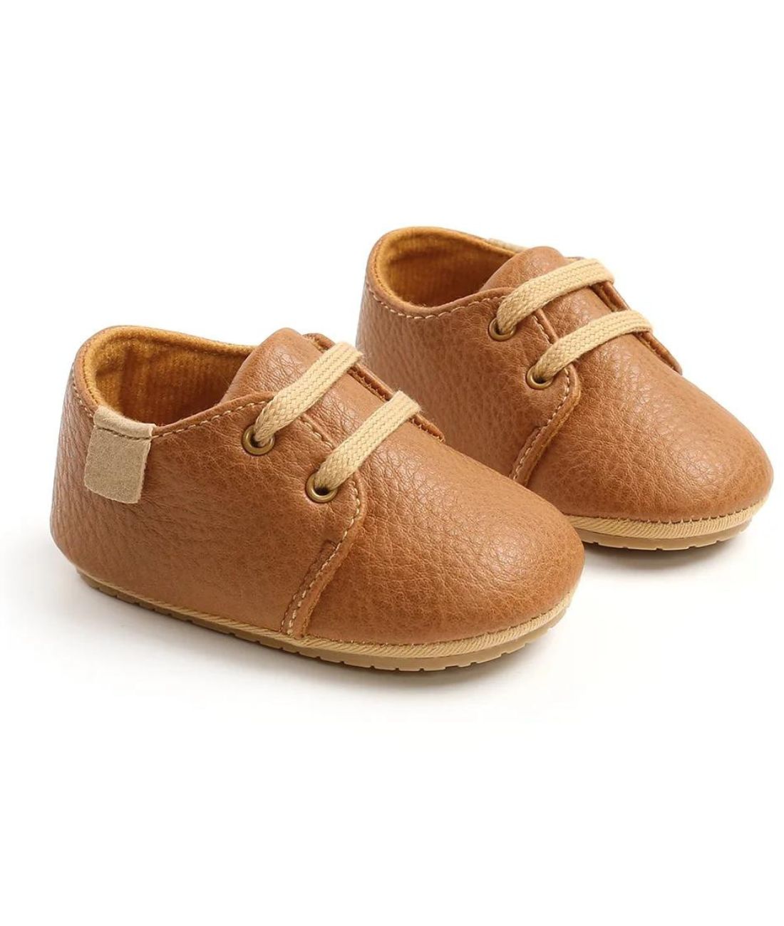 Baby Lace Up Leather Loafers Coffee Brown