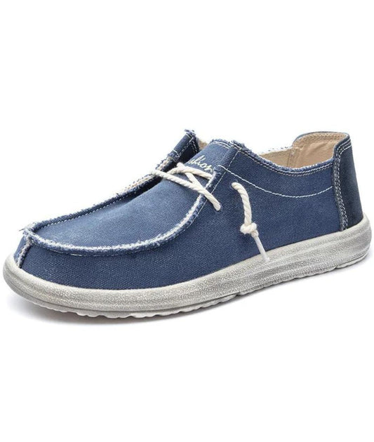 Men’s Lace Up Synthetic Leather Loafers Blue