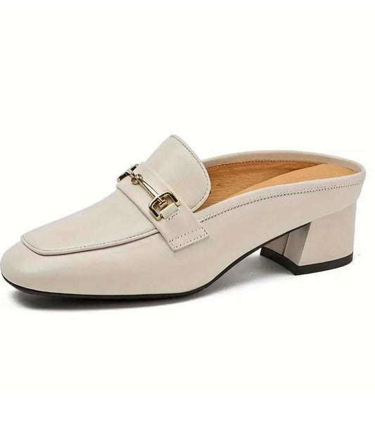 Women’s Low Heel Patent Leather Loafers Sand Beige
