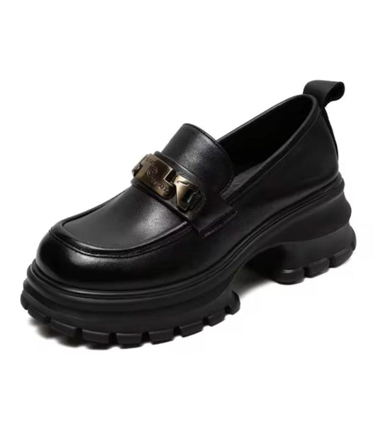 Women’s Chunky Patent Leather Loafers Deep Black