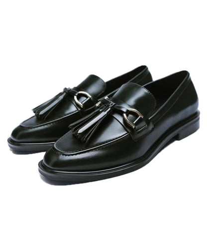 Men’s Tassel Patent Leather Loafers in Deep Black