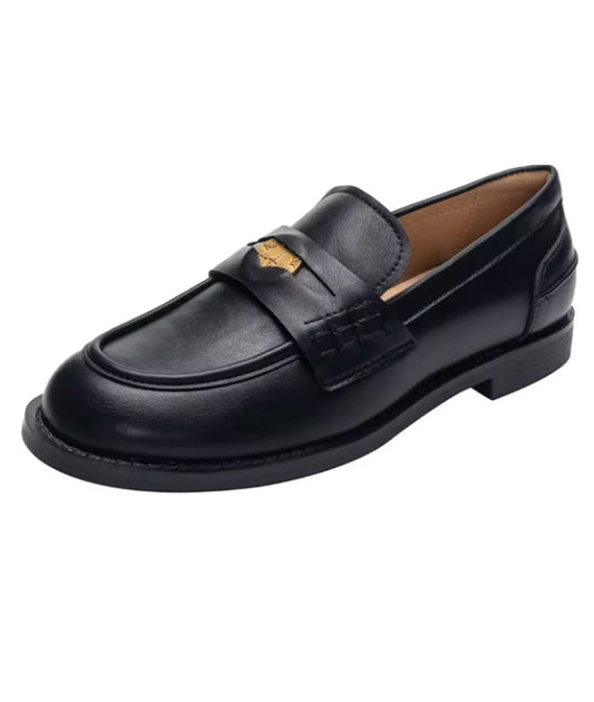 Women’s Platform Leather Loafers Deep Black