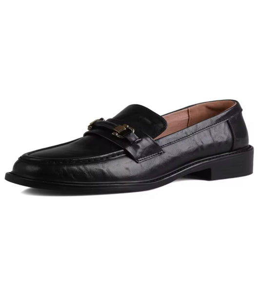 Women’s Low Heel Patent Leather Loafers Cognac Brown