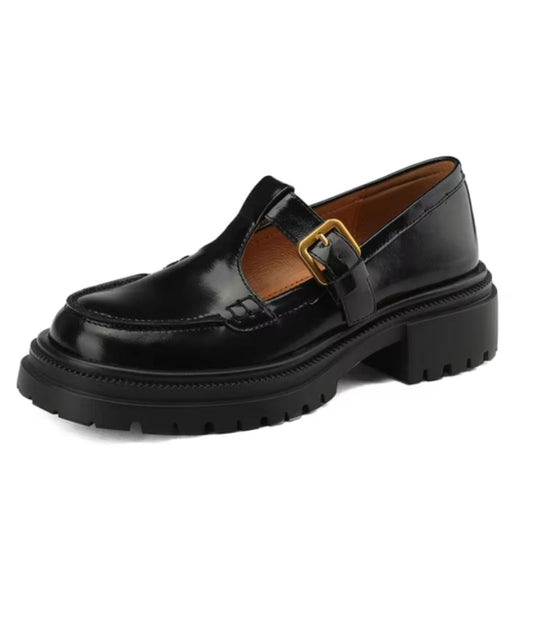 Women’s Chunky Patent Leather Loafers Deep Black