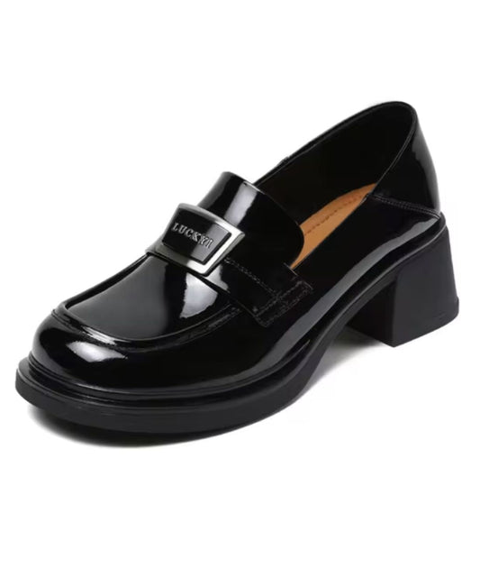 Women’s Slip On Patent Leather Loafers Deep Black