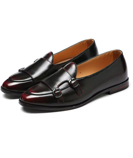 Men’s Slip On Patent Leather Loafers Burgundy