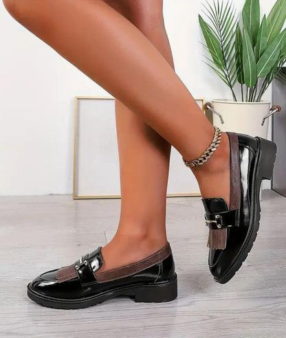 Women’s Slip On Patent Leather Loafers Coffee Brown