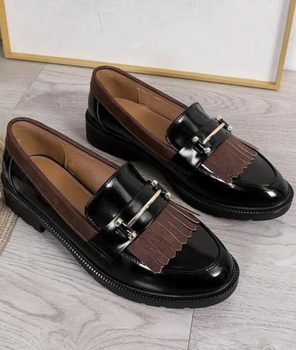 Women’s Slip On Patent Leather Loafers Coffee Brown