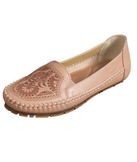 Women’s Slip On Leather Loafers Sand Beige