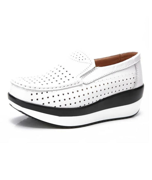Women’s Platform Patent Leather Loafers Off White