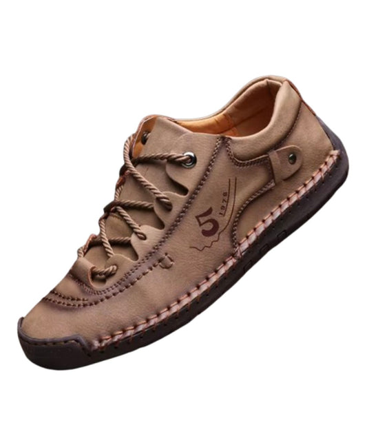 Men’s Lace Up Leather Loafers Cognac Brown