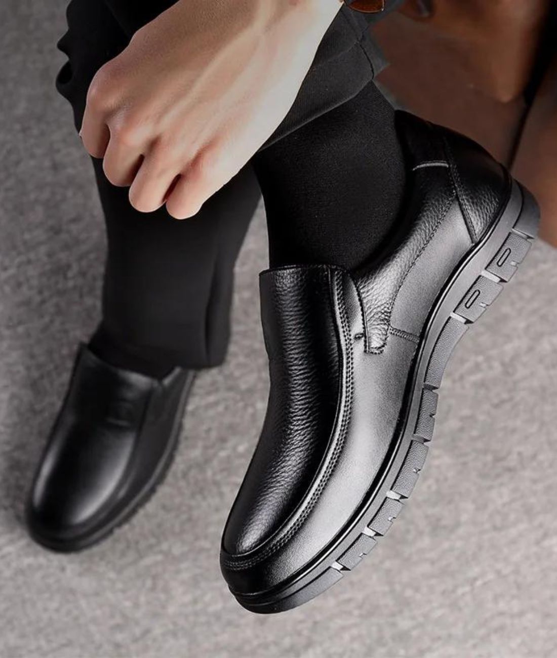 Men’s Slip On Patent Leather Loafers Deep Black