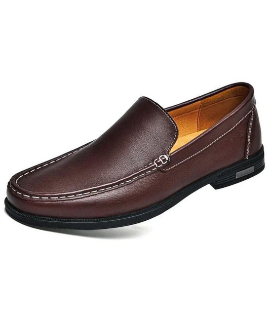 Men’s Slip On Patent Leather Loafers Coffee Brown