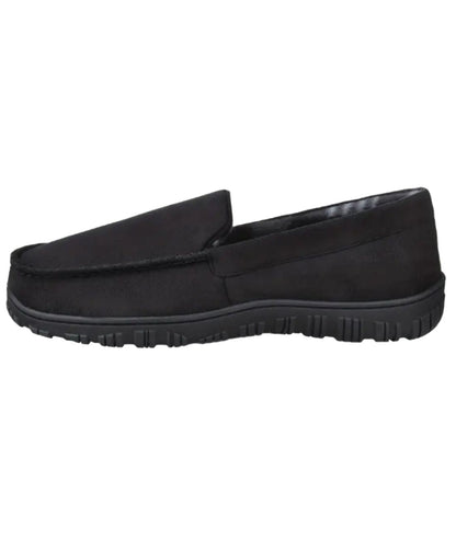 Men’s Slip On Leather Loafers Deep Black Textured Sole