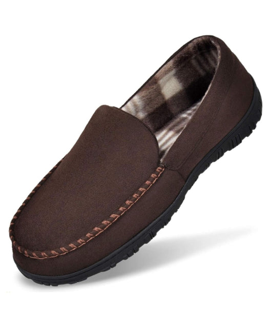 Men’s Slip On Patent Leather Toe Loafers Coffee Brown