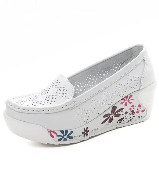 Women’s Platform Leather Off White Loafers