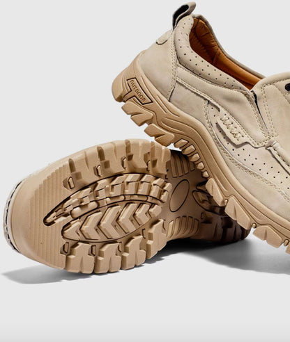Men’s Slip On Patent Leather Loafers Sand Beige