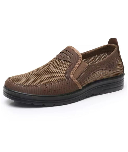 Men’s Slip On Patent Leather Loafers Coffee Brown