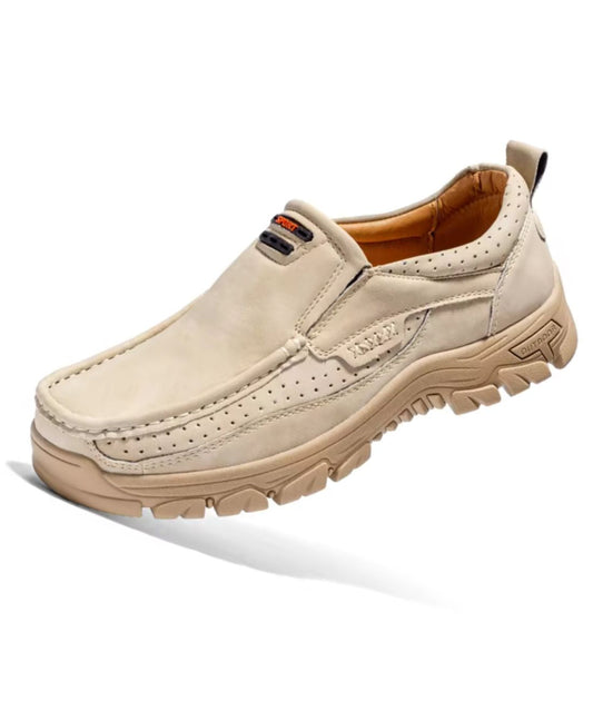 Men’s Slip On Patent Leather Loafers Sand Beige