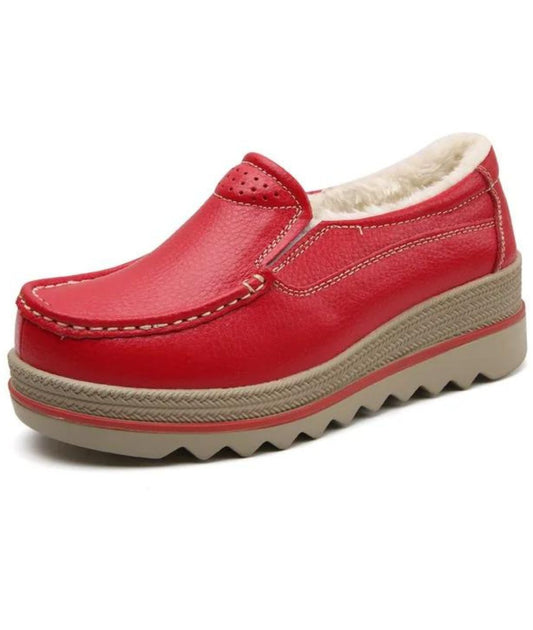 Women’s Platform Patent Leather Loafers Vermilion Red