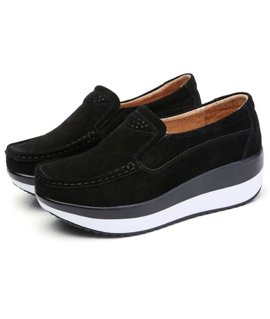 Women’s Low Heel Patent Leather Loafers Deep Black