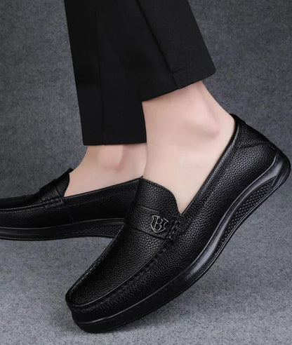 Men’s Slip On Toe Patent Leather Loafers Deep Black