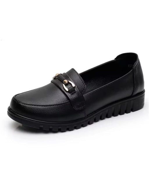 Women’s Slip On Leather Loafers Deep Black