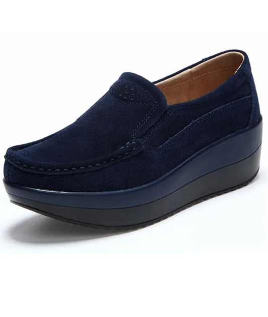 Women’s Platform Suede Loafers Navy