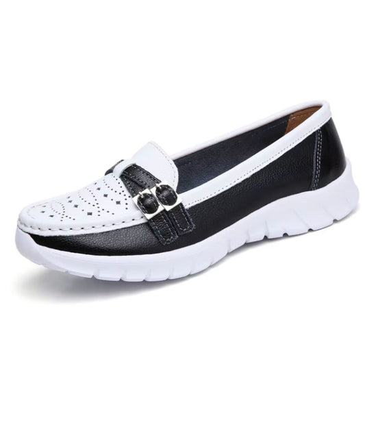 Women’s Slip On Patent Leather Loafers Off White