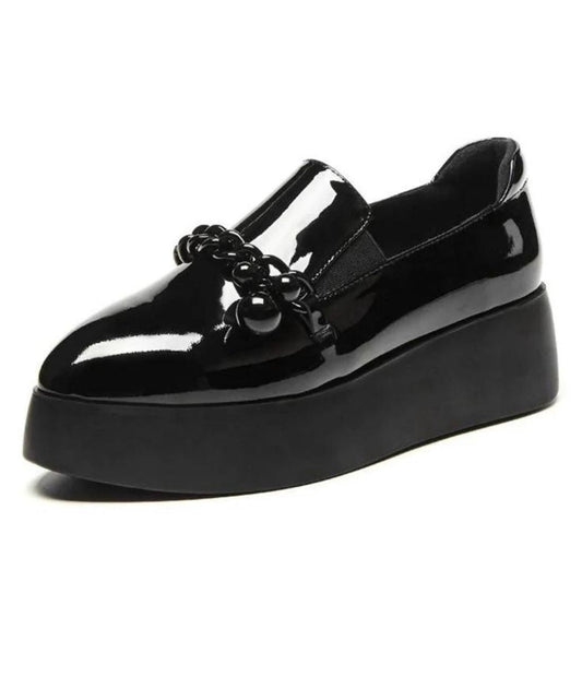 Women’s Slip On Patent Leather Loafers Deep Black