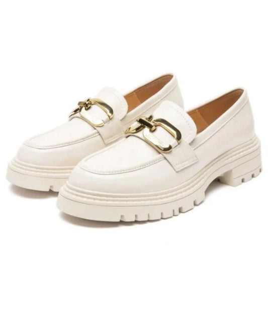 Women’s Chunky Patent Leather Loafers Off White