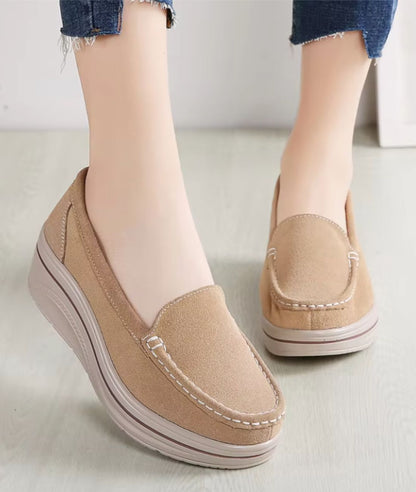 Women’s Platform Suede Loafers Sand Beige