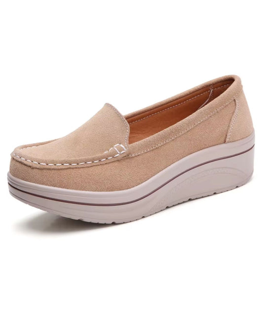 Women’s Platform Suede Loafers Sand Beige