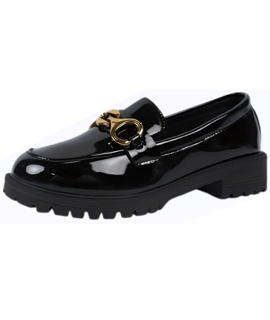 Women’s Platform Patent Leather Loafers Deep Black
