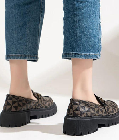 Women’s Chunky Patent Leather Loafers Coffee Brown