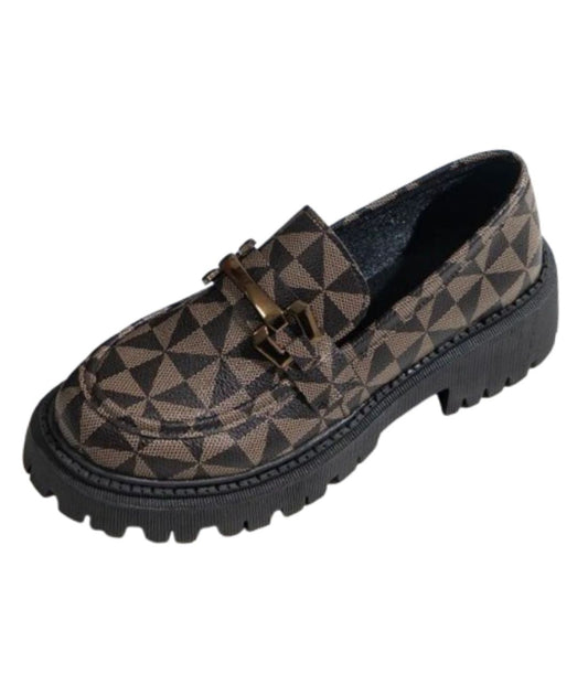 Women’s Chunky Patent Leather Loafers Coffee Brown
