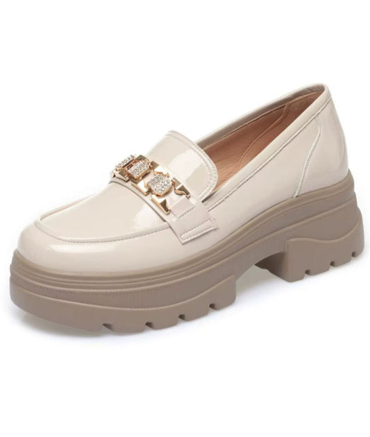 Women’s Horsebit Patent Leather Loafers Cream