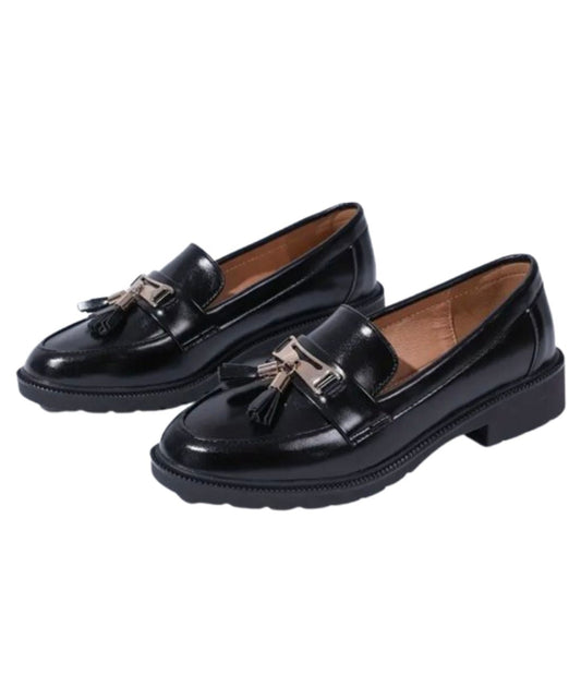 Men’s Tassel Patent Leather Loafers in Deep Black