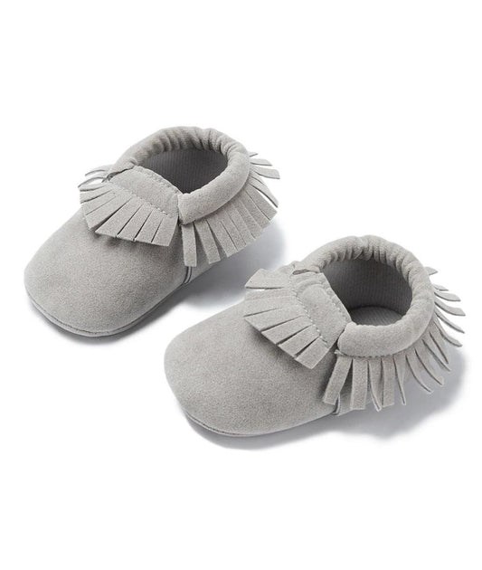 Baby Platform Suede Loafers in Super Soft Grey