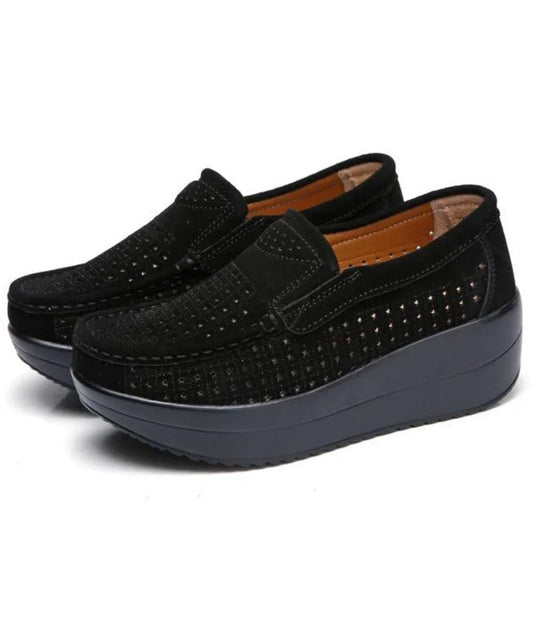 Women’s Slip On Patent Leather Loafers Deep Black