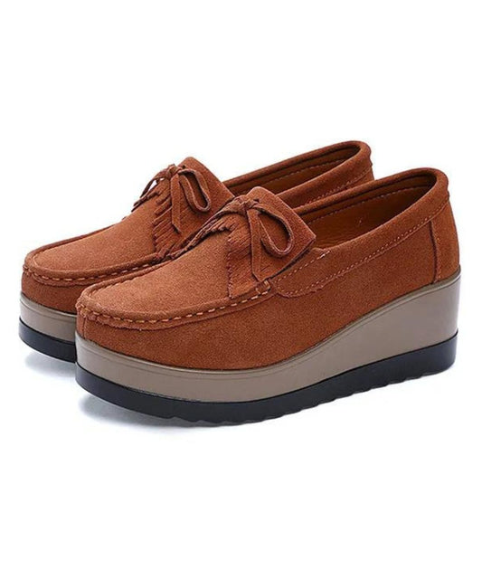 Women’s Slip On Patent Leather Loafers Cognac Brown