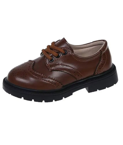 Boys’ Platform Leather Loafers Coffee Brown
