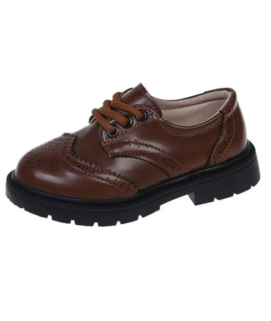 Boys’ Platform Leather Loafers Coffee Brown