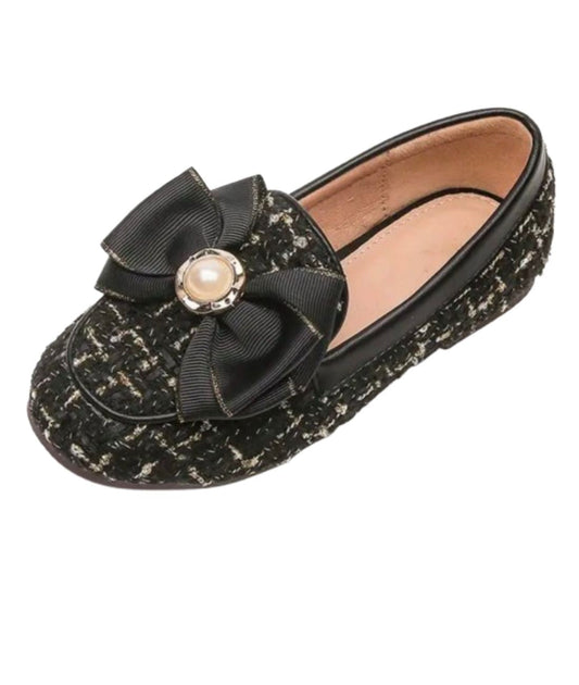 Women’s Slip On Suede Loafers Deep Black Pearl Accent