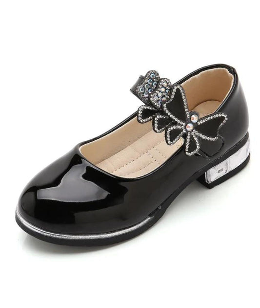 Girls Slip On Patent Leather Loafers Deep Black Round Toe