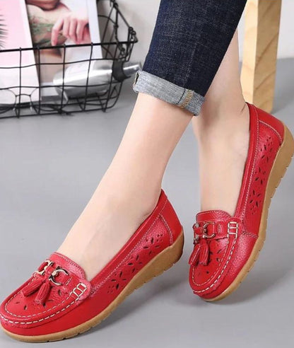 Women’s Tassel Patent Leather Loafers Vermilion Red