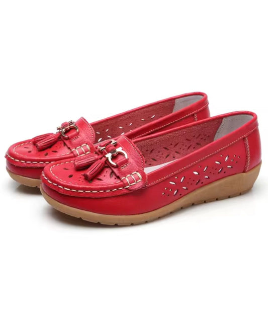 Women’s Tassel Patent Leather Loafers Vermilion Red